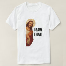 Diseño de meme cristiano divertido de Jesús "Lo vi