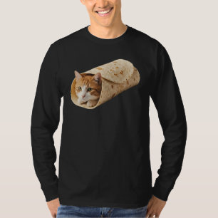 Camiseta Diseño de meme de gato burrito divertido envuelto