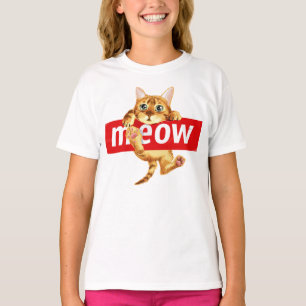 Camiseta Diseño de Meow Rótulo Kitty