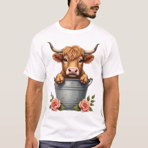 Camiseta Diseño de Mercado de Flores de Vaca de Highland Vi