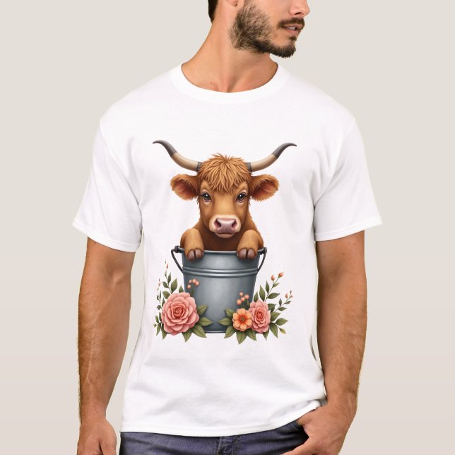 Camiseta Diseño de Mercado de Flores de Vaca de las Tierras (Anverso)