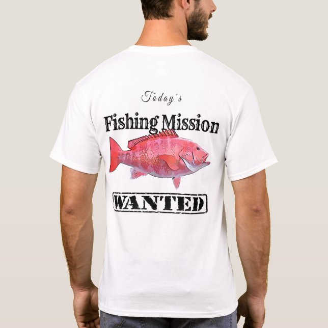 Camiseta Diseño de Misión de Pesca de Pargo Rojo (Reverso)