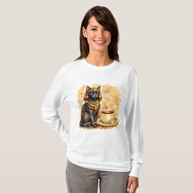 Camiseta Diseño de Mitología del Gato Egipcio Antiguo Baste (Anverso completo)