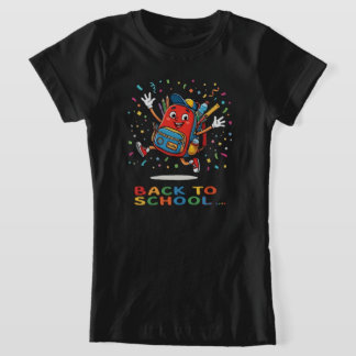 Camiseta Diseño de mochila escolar saltarina linda de vuelt