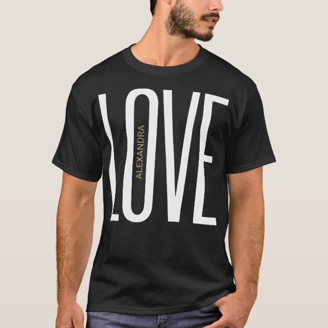 Camiseta Diseño de Moda dorada negra en monograma de letras (Anverso)