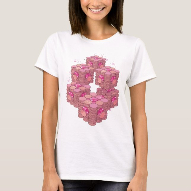 Camiseta Diseño de Monedas Rosadas Intensas (Anverso)