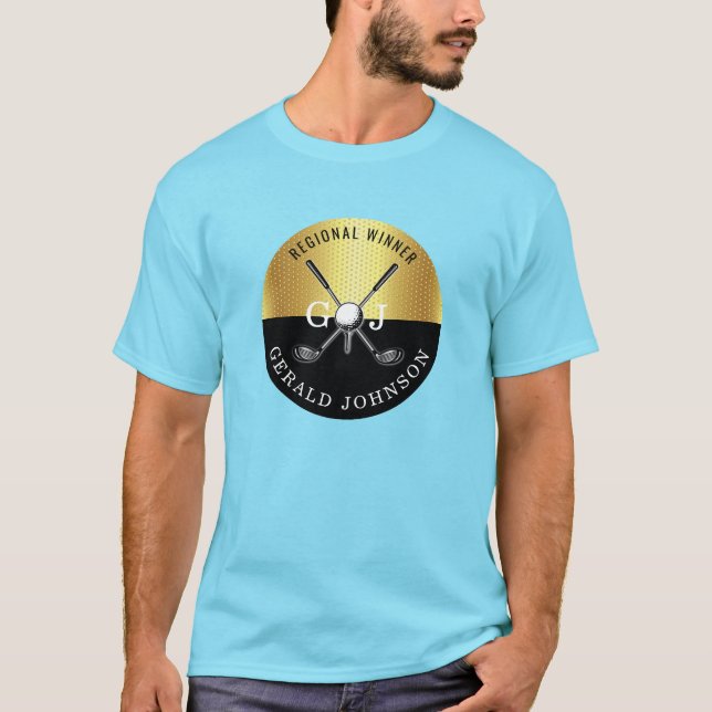 Camiseta Diseño de monograma de golf elegante para personal (Anverso)