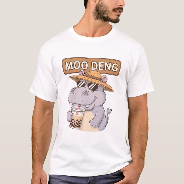 Camiseta Diseño De Moo-Deng Cuto Para Pygmy Hippo (Anverso)