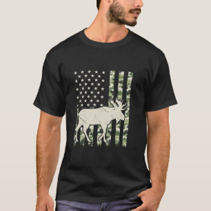 Camiseta Diseño de Moose de la Bandera Americana para Mujer