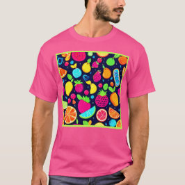 Camiseta Diseño de mosaico de frutas brillante