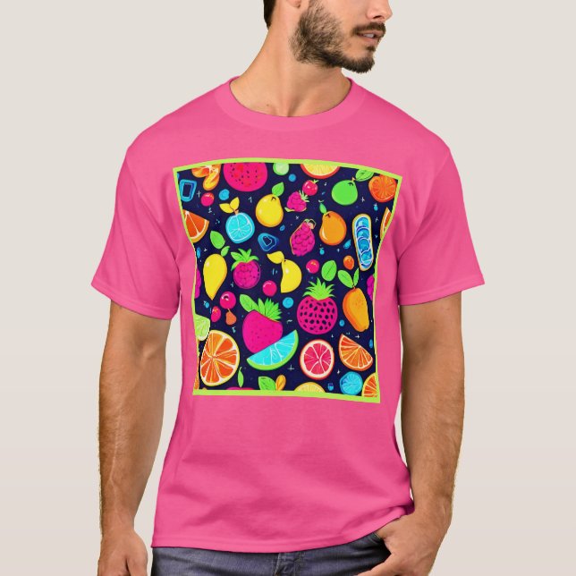 Camiseta Diseño de mosaico de frutas brillante (Anverso)