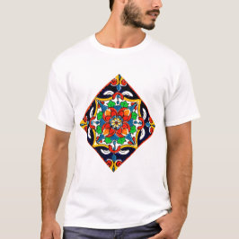 Camiseta Diseño de mosaico Talavera Terracotta Mexicana No.