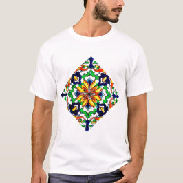 Camiseta Diseño de mosaico Talavera Terracotta Mexicana No.