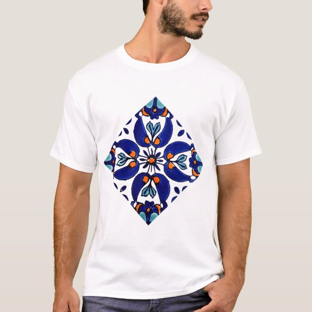 Camiseta Diseño de mosaico Talavera Terracotta Mexicana No. (Anverso)