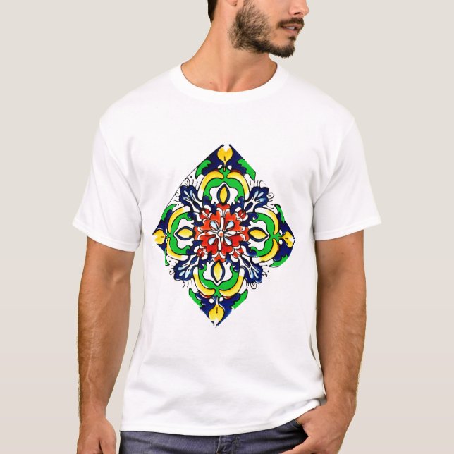 Camiseta Diseño de mosaico Talavera Terracotta Mexicana No. (Anverso)
