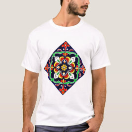 Camiseta Diseño de mosaico Talavera Terracotta Mexicana No.