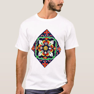 Camiseta Diseño de mosaico Talavera Terracotta Mexicana No.
