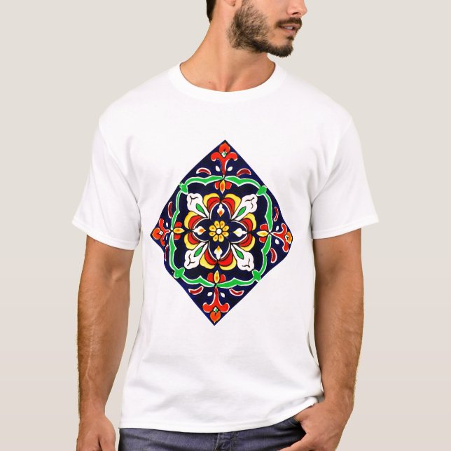 Camiseta Diseño de mosaico Talavera Terracotta Mexicana No. (Anverso)