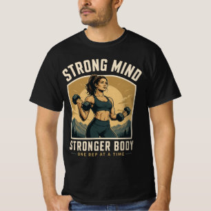 Camiseta Diseño de motivación de gimnasio Mente Fuerte Cuer