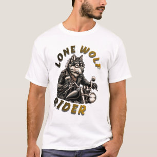 Camiseta Diseño de motociclista lobo solitario