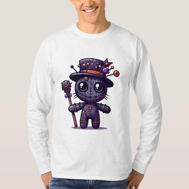 Camiseta diseño de muñecas de vudú morado (Anverso)