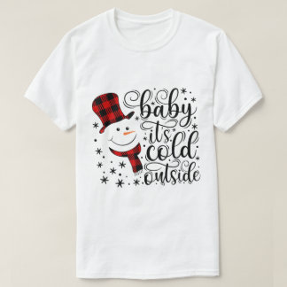 Camiseta Diseño de muñeco de nieve a cuadros Baby It’s Cold