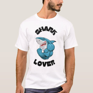Camiseta Diseño de músculo fuerte amante de tiburones