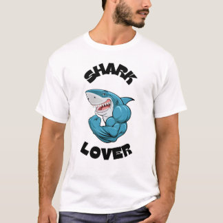 Camiseta Diseño de músculo fuerte amante de tiburones