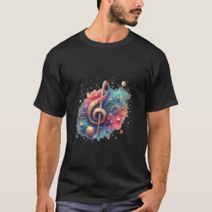 Camiseta Diseño de Música Cósmica con Símbolo de Clave de S