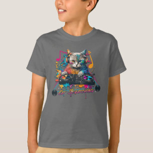 Camiseta Diseño de música de grabación Dj Cat Scratching