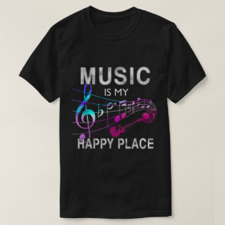 Camiseta Diseño de Música Es Mi Lugar Feliz