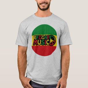 Camiseta Diseño de música reggae con estilo rastafari y col