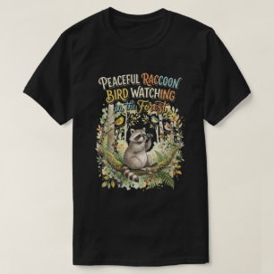 Camiseta Diseño de naturaleza de mapache observador de aves