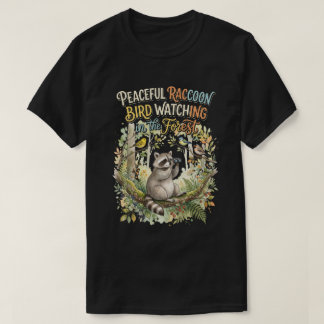 Camiseta Diseño de naturaleza de mapache observador de aves