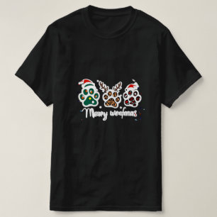 Camiseta Diseño de Navidad con Huella de Perro Feliz Woofma
