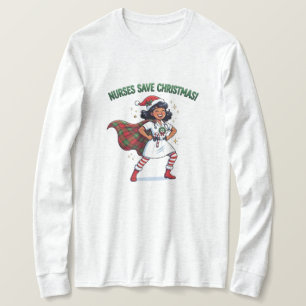 Camiseta Diseño de Navidad para enfermeras que salvan la Na