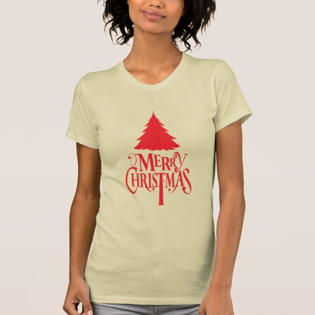 Camiseta Diseño de navidades con árbol rojo (Anverso)