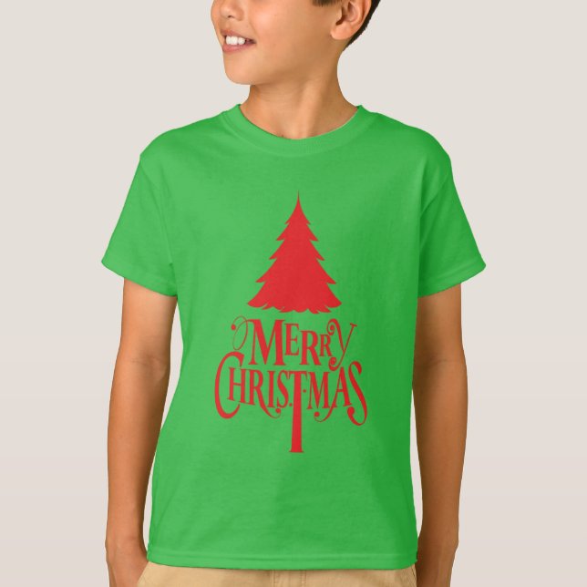 Camiseta Diseño de navidades con árbol rojo (Anverso)