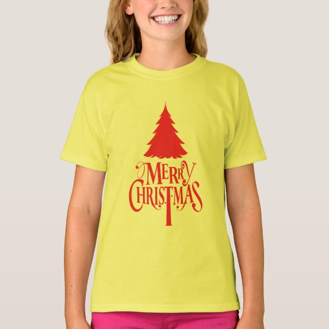 Camiseta Diseño de navidades con árbol rojo (Anverso)