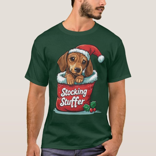 Camiseta Diseño de Navidades Dachshund Stocking Stuffer (Anverso)