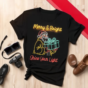 Camiseta Diseño de neón festivo para Santa Festividad de Me