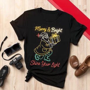 Camiseta Diseño de neón festivo para Santa Festividad de Me