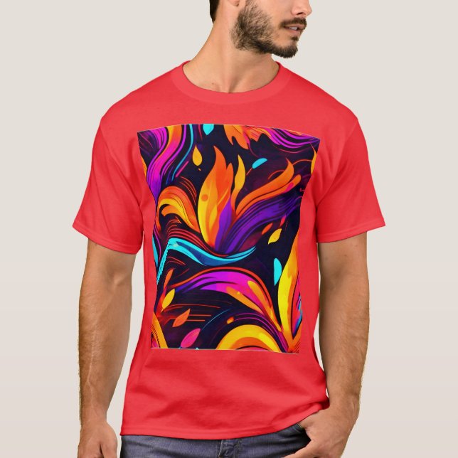 Camiseta Diseño de Neon Fire con Iconos feroces (Anverso)