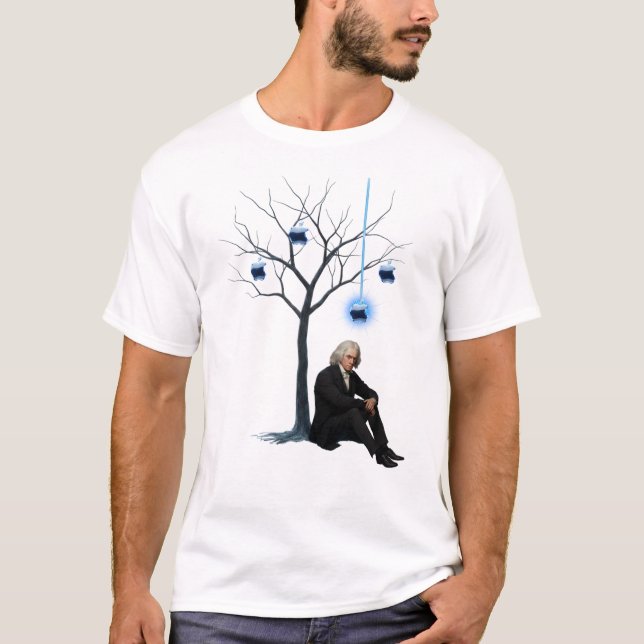 Camiseta diseño de Newton y manzana (Anverso)