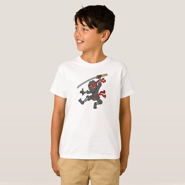 Camiseta Diseño de Ninja Saltarín Personalizable (Anverso completo)