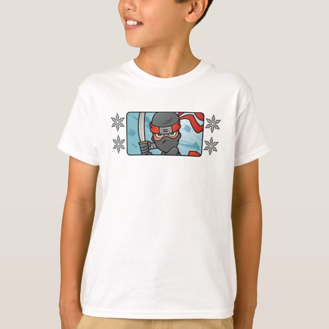 Camiseta Diseño de Ninja y estrellas de personalizable (Anverso)