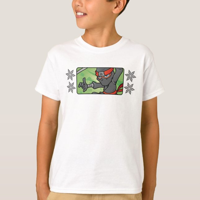Camiseta Diseño de Ninja y estrellas de personalizable (Anverso)