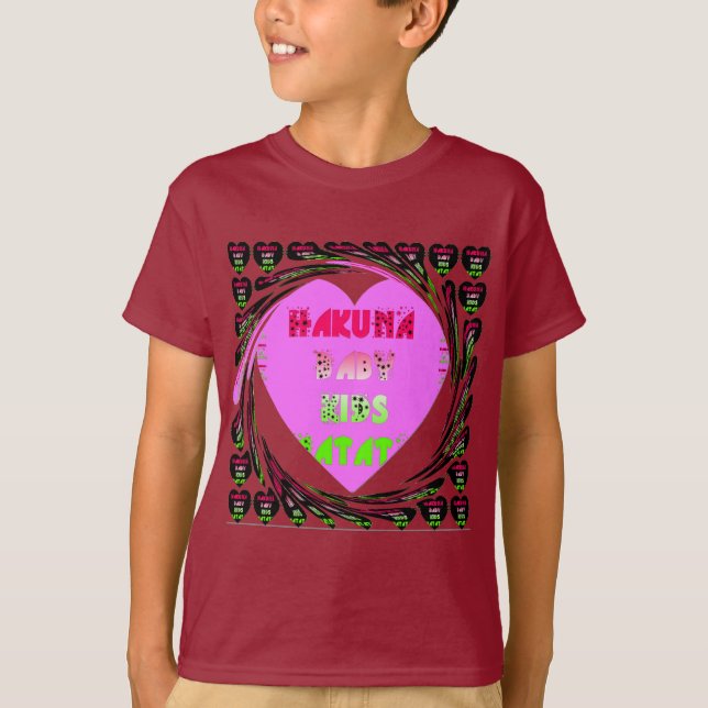 Camiseta Diseño de niños con corazón rosado Hakuna Matata.p (Anverso)