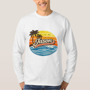 Camiseta Diseño de nombre atardecer retro Jason