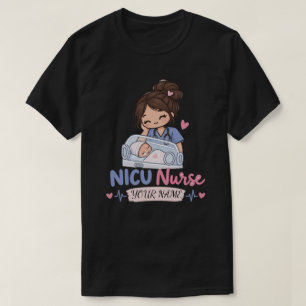 Camiseta Diseño de nombre de bebé enfermera de UCI neonatal